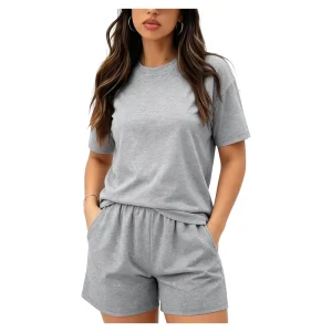 Essential Women’s Loungewear Set Soft Short Sleeve T Shirt and Shorts Durable Casual Pajamas
