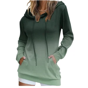Europe America Autumn Winter Women’s Long Casual Comfortable Fashion Fleece Hoodies Polyester Cotton Quick Dry