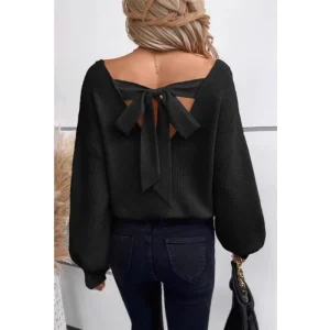 European American Cross-Border Women’s V-Neck Solid Color Knitted Sweater New Autumn Export Long-Sleeved Casual Loose Front Logo