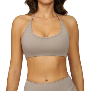 European American Style Brushed High Support Breathable Yoga Bra Halter Hollow out Beautiful Back Women’s Sports