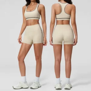 European American Summer Solid Women’s Yoga Suit 2 Piece Set Hip Tight Fitness Shorts Sports Quick drying