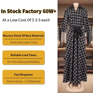 European & American Women’s Formal Career Dresses Black and White Color Above Knee Mini Large Size with Silk Ribbon