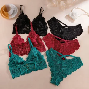 European Deep V Ultra Thin Seamless Lace Erotic Women Bras Backless Wire Free Breathable Sexy Perspective Lingerie Underwear