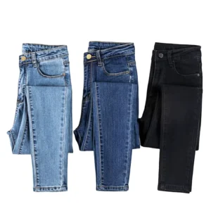 European Fashion Female Denim Pants 3 Color Women High Waist Skinny Jeans