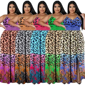 European and American Plus size Summer Women’s Clothing Strapless Slit Maxi Dress