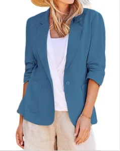 European and American Women’s Spring and Summer Jacket Long Sleeved Suit Jacket With Lapel Style Slim Fit Jacket OEM