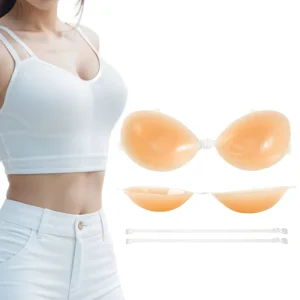 Everyday Seamless Comfortable Strapless Silicone Bra with Underwire Support Front Closure and Invisible Breast Stickers