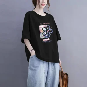 Exclusive Women’s Printed T Shirt Short Sleeve Cotton Casual Wear OEM Export Oriented Quality Custom Graphic Design