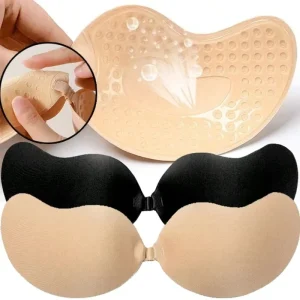 FINETOO 1Pair Women’s Sexy Invisible Underwear Tow Color Breast Petals Mango Cup Bra Hypoallergenic Non Falling Removable Chest