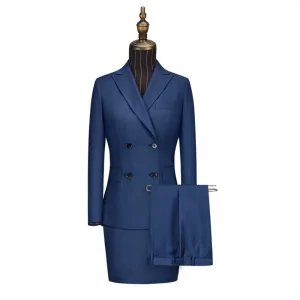 Factory Autumn/Winter Wool Professional Women’s Anti-wrinkle Skinny Fit Velour Notched Collar Full Sleeve Suit Set