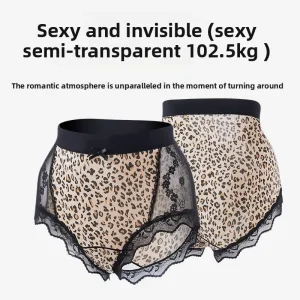 Factory Bestseller Mid-Rise Plus Size Seamless Panties ODM Sexy Leopard Print Ice Silk Seamless Lace Panties For Woman
