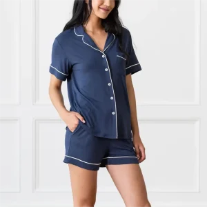 Factory Custom Modal Organic Cotton Women’s Two Piece Sleepwear Set Elastic Waist Closure Woven Fabric for Spring Season