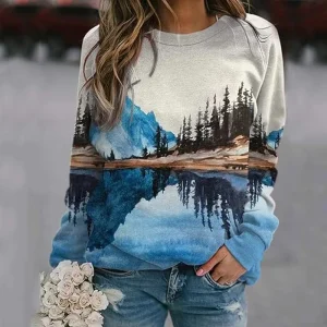 Factory Customizable Logo Round Neck Sweatshirt Causal Oversized Woman’s Hoodies Warm Fleece Sweatshirt