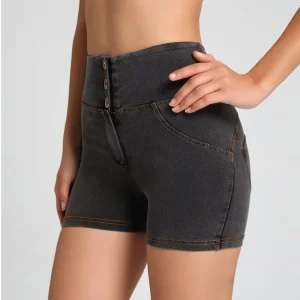 Factory Customization Women’s High Stretch Denim Shorts Butt Lift Elastic Waist Four Way Stretch Breathable Sexy Jeans