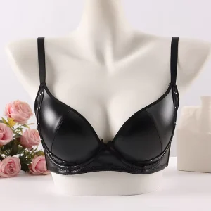 Factory Customized Women’s Leather Bra 3/4 Cup Fashionable Breathable with Adjustable Straps Sexy Style for Comfort