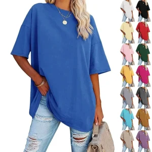 Factory Direct Custom Eco-Friendly Cotton Spandex Oversize Printed Embroidery T-Shirt Women