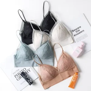 Factory Direct French No Trace One Piece Underwear Comfortable Push-up Beauty Back Spaghetti Straps Lace Women’s Bra