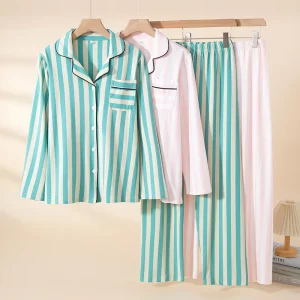 Factory Direct New Arrival Special Comfortable Sleepwear Stylish and Simple Striped Pattern Women’s Pajamas Set