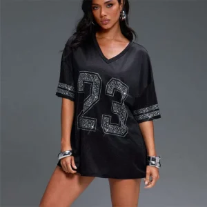 Factory Direct Supply Women’s V-neck T-shirt Casual Sporty Skin-friendly Breathable Loose Summer Anti-Wrinkle Anti-Pilling Top
