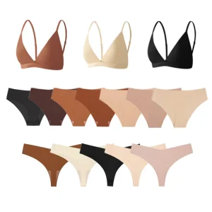 Factory Direct Triangle Seamless Bikini Bralette Set Soft Comfortable Reusable Push up Half Cup Small Breasts Sexy Wire Free