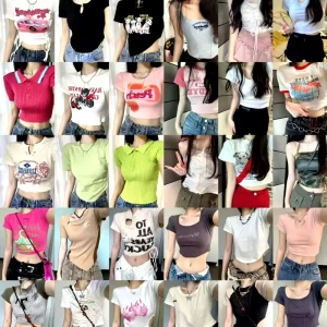 Factory Direct Women’s Hip Hop Embroidered Butterfly Sleeve Slim Fit 100% Cotton T shirts Multiple Colors Available Casual Tops