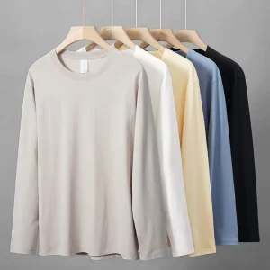 Factory Direct Women’s Knitted 100% Cotton Fabric Long Sleeve O Neck Regular Fit Casual T-Shirts Tops for Sale