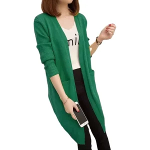 Factory Directly Available Women’s Cardigan Long Sleeve Sweater Solid Color Knitted Without Button Cardigan