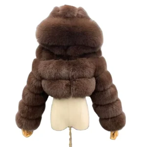 Factory Fluffy Coat for Women Winter Warm Large Size Cropped Coat Jacket With Hood Fashion Outside Short Style Faux Fur Coat