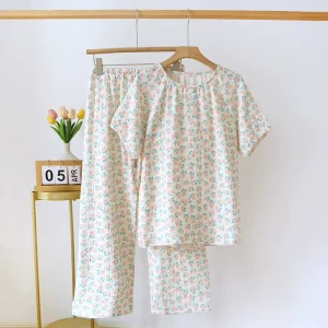 Factory Fresh Floral Style Loungewear Home Wear Round Neck Set Women’s Summer Casual Pajama Set