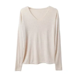 Factory Ladies Thin Knit V neck Wool Women’s Knitwear New Long Sleeve Cotton Solid Color Knitwear