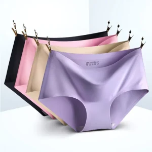 Factory Mid Waist Ice Silk Underwear Breathable Briefs Large Size Laser Cut Women’s Panties Seamless Panties