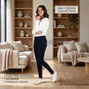 Factory OEM Slim Fit 4 Way Stretch Narrow Foot Skin Friendly Fabric Women’s Jeans Daily Wear Casual Pants