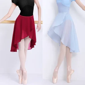 Factory Price Adjustable Waist Adult Chiffon Ballet Skirt Women’s Wrap Skirt Ballet High Low Dress Training Dancewear