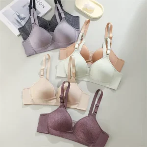 Factory Seamless Women’s Underwear Solid Color Glossy Simple Bra Suitable for Small Breasts B Cup Bra