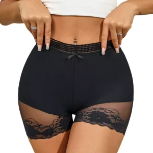 Factory Spot Customization Women’s Lace Edge Seamless Breathable Leggings Underwear High Waist Shapewear Shorts