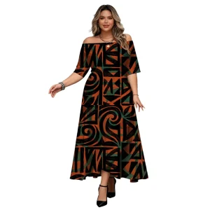 Factory Summer New Women’s Dress Custom Clothing Women Plus Size Floor length Dress With Short Sleeves