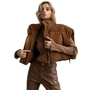 Factory Winter Short Top Jackets Women Winter Fashion Street High Collar Warm Casual Loose Women’s Coats
