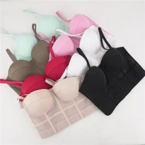 Factory Women’s Medium Control Polyester Shapewear Invisible Push Up Mesh Bone Corset Top Bra Quick Dry Waist t
