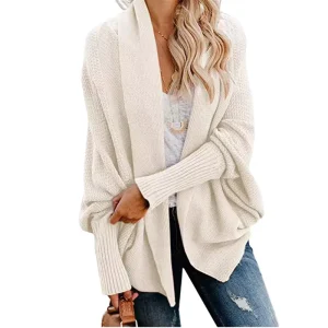 Fall Custom Logo Women Sweaters Fashion Women Cardigan Casual Solid Color Long Sleeve Oversized Knit Cardigans