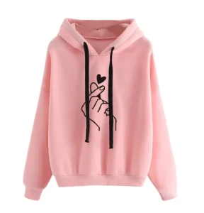 Fall Pink and Bright Colored Girl Love Women Kawaii Long Sleeves Pullover Bt Hoodies