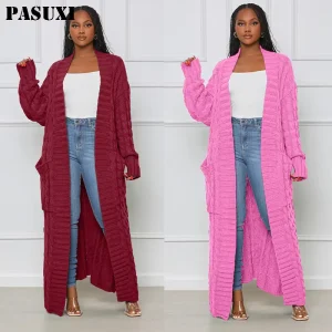 Fall Winter Plus Size Women’s Sweaters With Pocket Long Cardigan Women Female Sweater Knitted Cardigan for Women