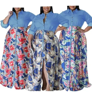 Fall Women Clothes Loose Plus Size Women’s Clothing Long Sleeve Graphic Print Loose Shirt Dress