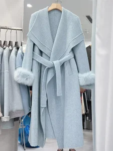 Fall and Winter New Arrival fox Fur Collar Double sided Wool Coat Women’s Outwear