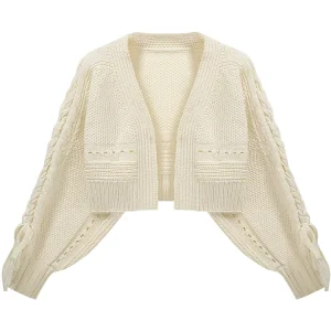 Fashion Casual Styles Cardigan Women’s Knitted Sweater ODM Cable Long Sleeve Sweater