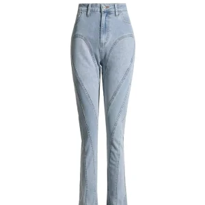 Fashion Contrast Color Patchwork Skinny Jeans Women Straight Slim Women Jeans New Arrival OEM