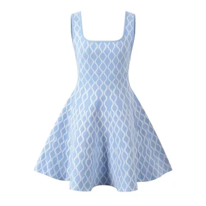 Fashion Elegant Rippling Texture Sleeveless Casual Knitted Short Dress A-Line Birthday Women’s Dresses