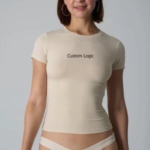 Fashion Fitted Tshirt for Women Lady Gym Top 90% Cotton 10 % Spandex Top Short Sleeve Shirt