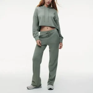 Fashion Girls Drop Sleeve Short Top and Jogger Set Women’s Hoodies Sweatshirt