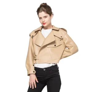 Fashion Leather Coat Oversized Outwear Women Real Sheepskin Leather Jackets