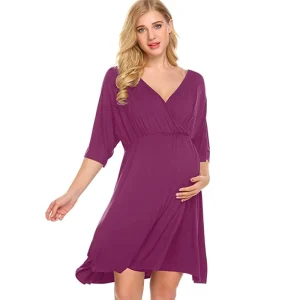 Fashion Maternity Clothes for Pregnant Nightgown Women Modal Maternity Dress